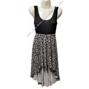 BLACK And White Polka Dot High Low Sleeveless Dress Size S/M
